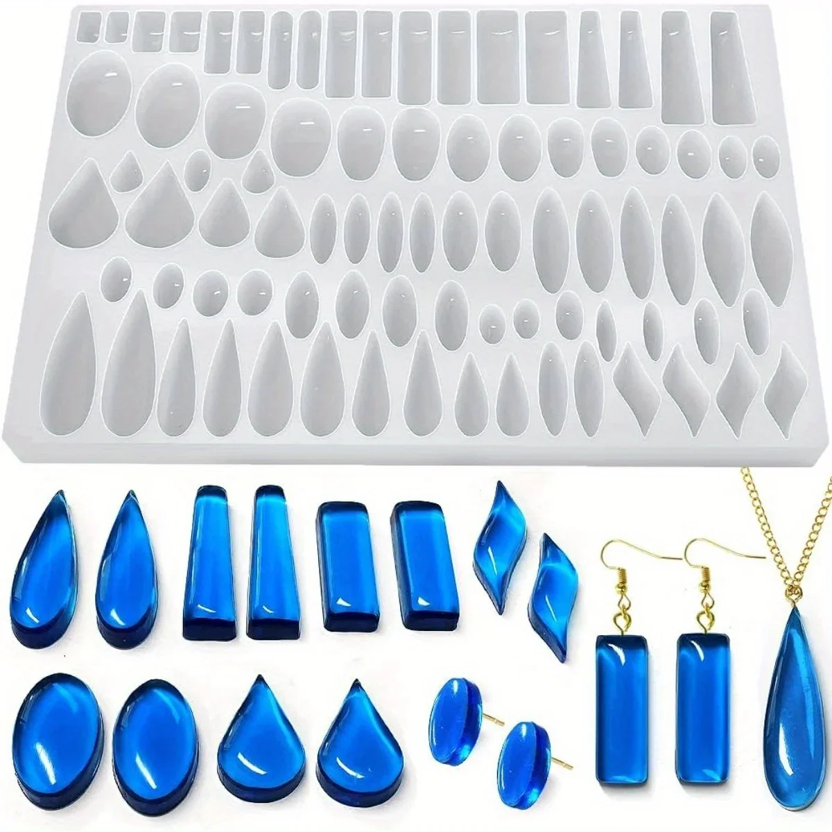 Jewelry Making Mold - Stud Earrings Silicone Mold with 41