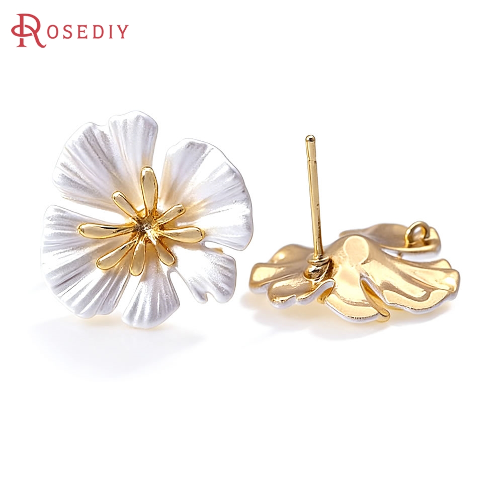 Jewelry Making Gold - 18K Gold Color Brass Flower Stud