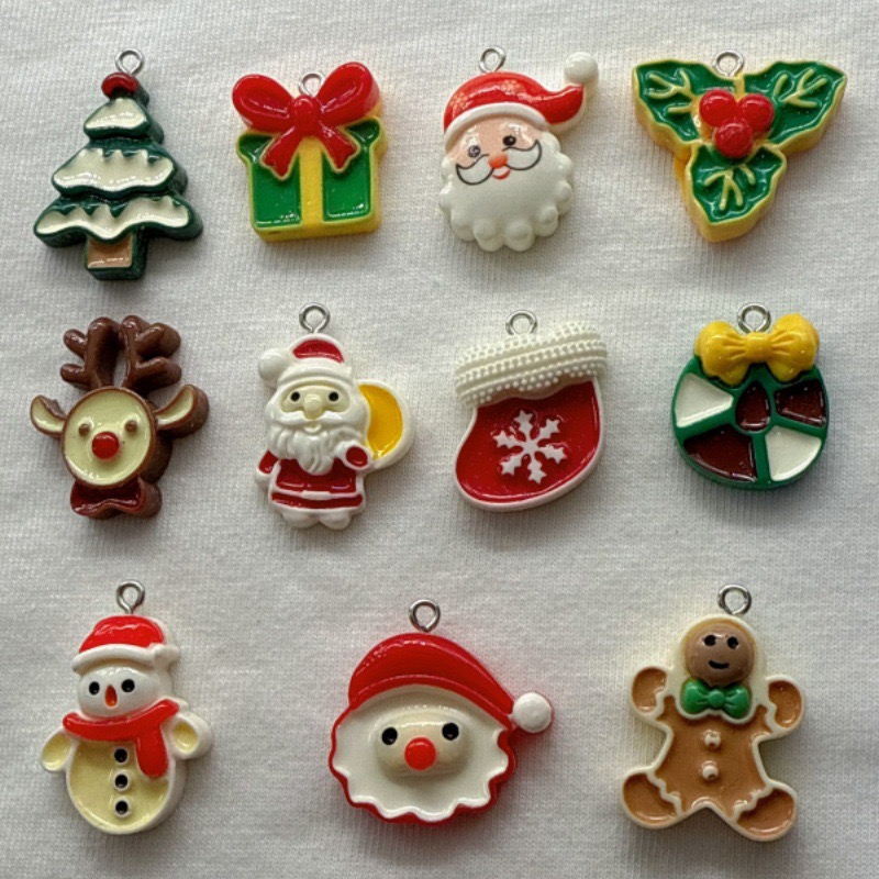 Jewelry Making With Resin - 10pcs Christmas Cartoon Series Resin Pendant