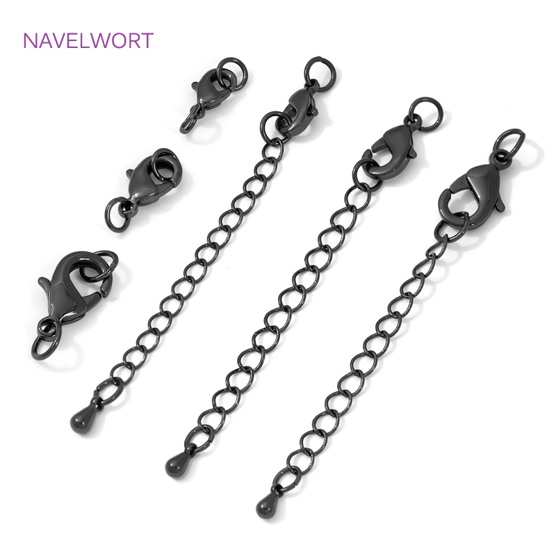 Jewelry Making Designs - Black Color Brass Lobster Clasp&Extender Chain,Clasp