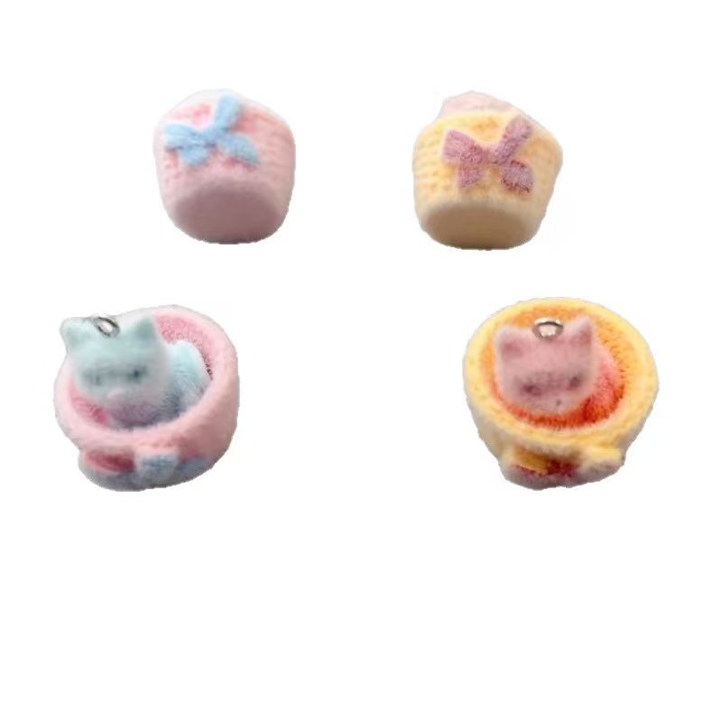 4pcs 3D plush resin cat pendan - Jewelry Making Birthday Party 评论和价格