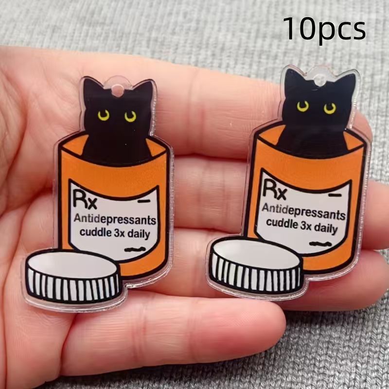 10pcs acrylic medicine cat pen - Jewelry Making Birthday Party 评论和价格
