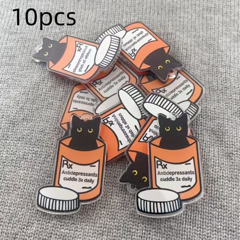 10pcs acrylic medicine cat pen - Jewelry Making Birthday Party 评论和价格