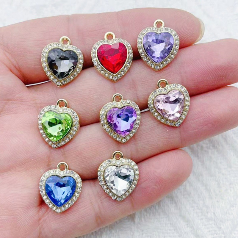 10pcs heart-shaped inlaid colo - Jewelry Making Birthday Party 评论和价格
