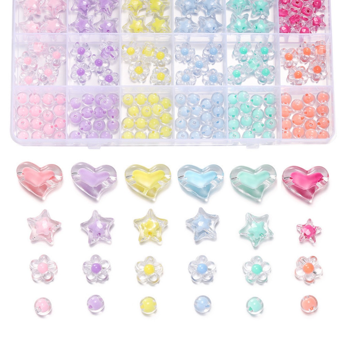 174pcs/Box Heart Acrylic Beads - Jewelry Making Birthday Party 评论和价格