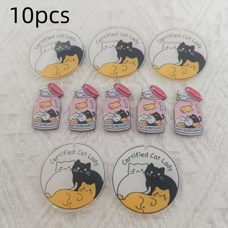 10pcs acrylic cute cat pendant - Jewelry Making Birthday Party 评论和价格