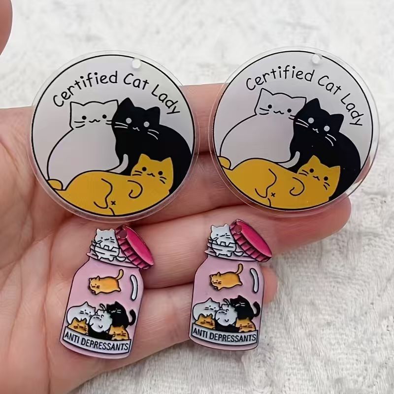 10pcs acrylic cute cat pendant - Jewelry Making Birthday Party 评论和价格