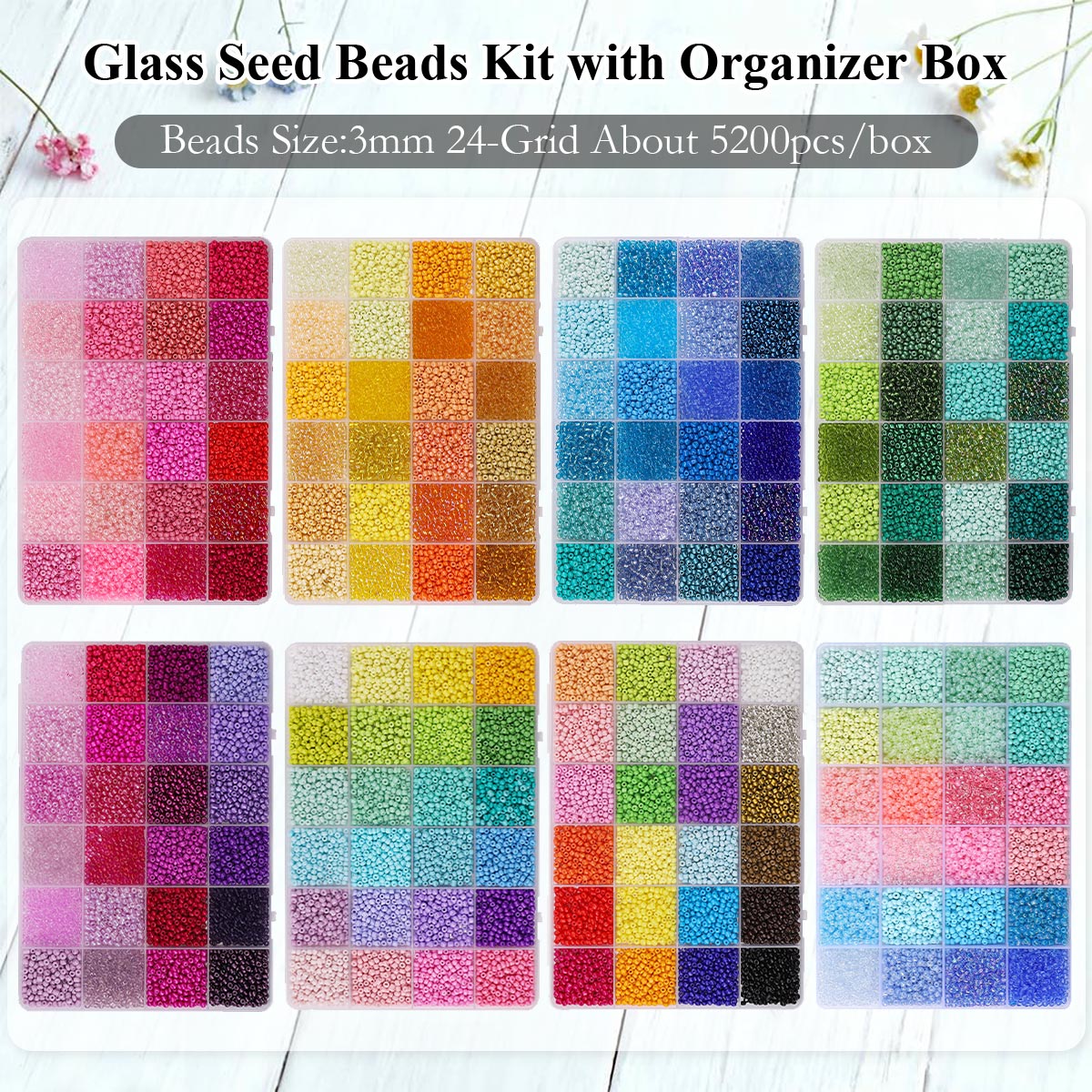 5200pcs 3mm Glass Seed Beads K - Jewelry Making Online 评论和价格