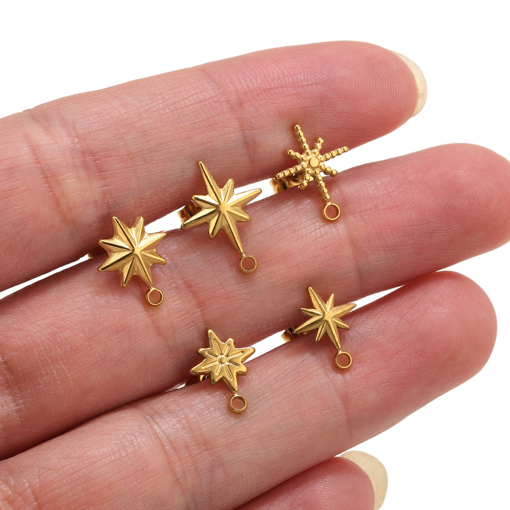 6pcs Stainless Steel Star Earr - Jewelry Making Degree 评论和价格