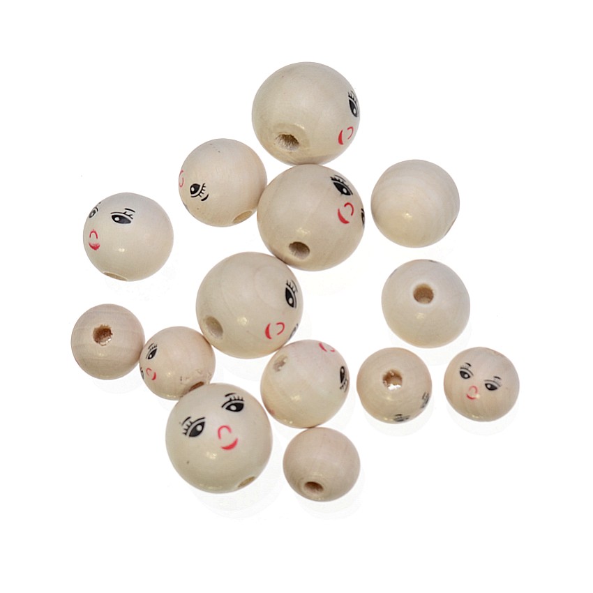 20/50PCs Smiling Face Wooden B - Jewelry Making 3 Year Old 评论和价格