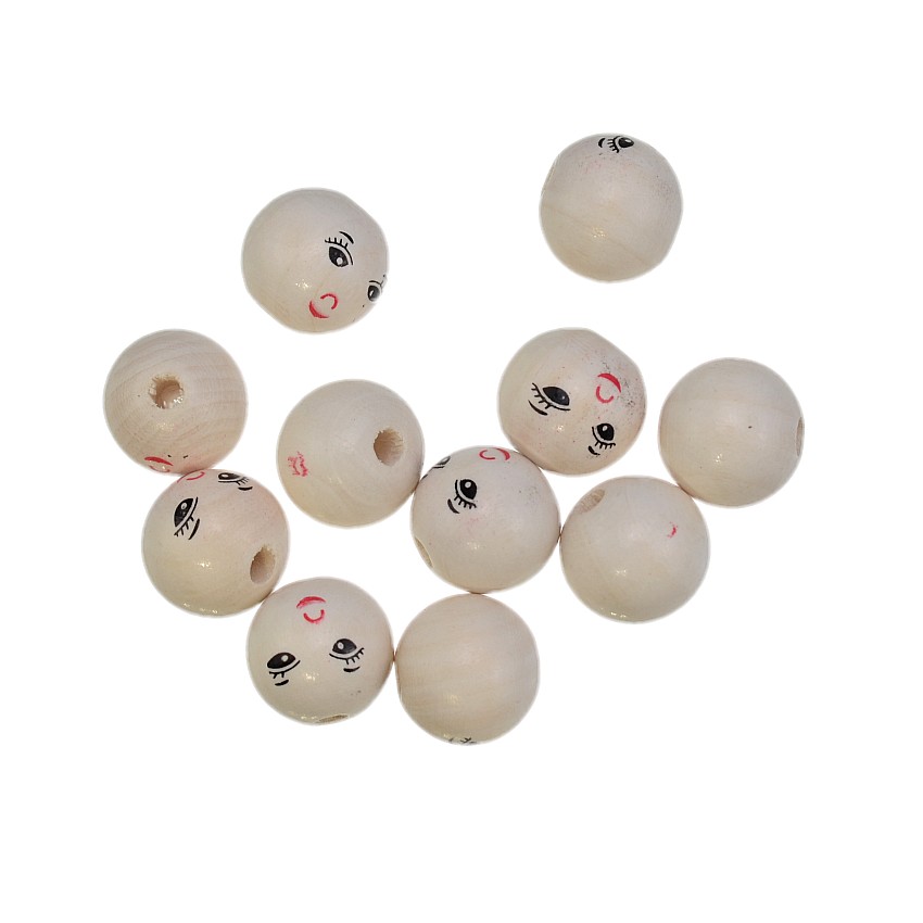 20/50PCs Smiling Face Wooden B - Jewelry Making 3 Year Old 评论和价格