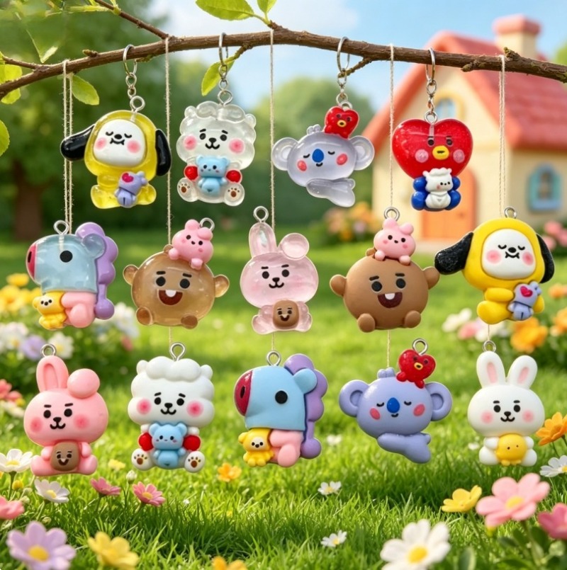 7pcs BT21 Resin Cartoon Charm  - Jewelry Making Designs 评论和价格