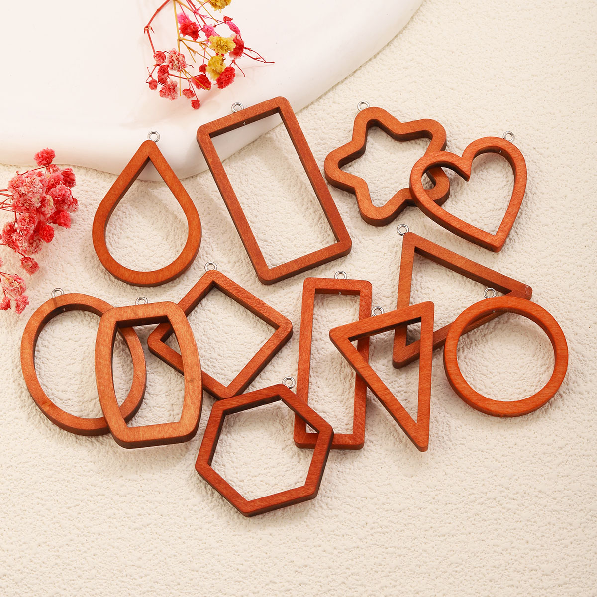 10PCS Triangle Rectangle Wood  - Jewelry Making With Resin 评论和价格