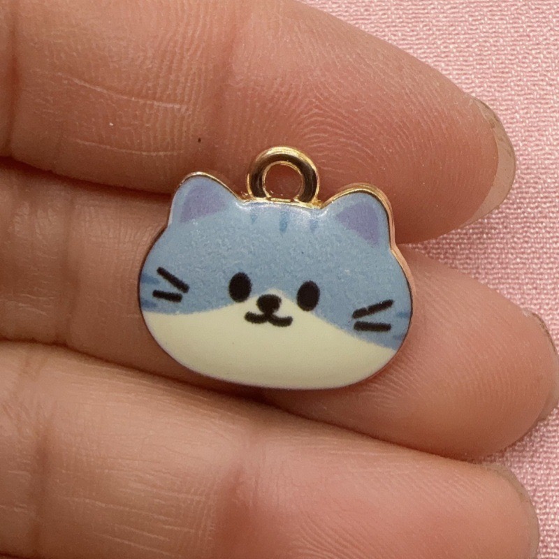 12pcs Printed Cat Head Alloy D - Jewelry Making Birthday Party 评论和价格