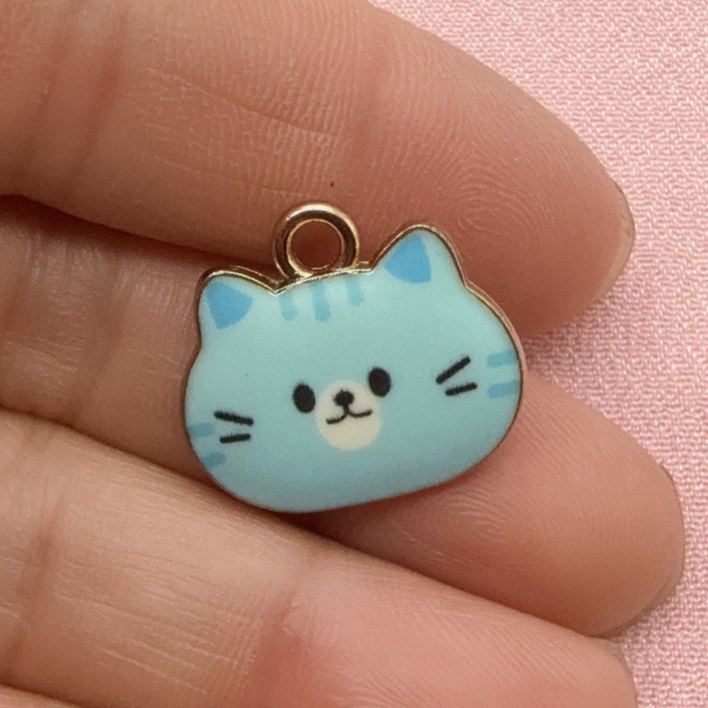 12pcs Printed Cat Head Alloy D - Jewelry Making Birthday Party 评论和价格