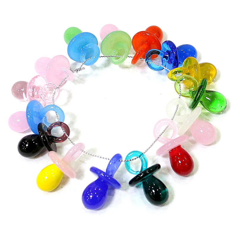 1PC Mini Glass Pacifier Charm  - Jewelry Making 3 Year Old 评论和价格
